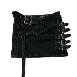Denim Buckle Mini Skirt
